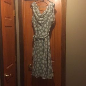 Grey & White Polka Dot Cowl Neck Dress